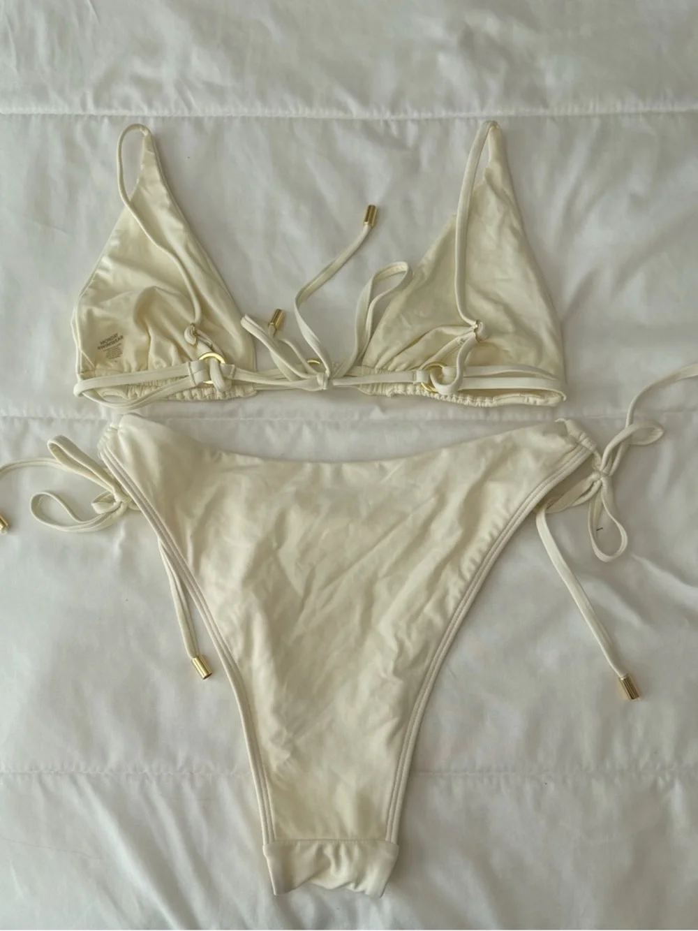 Monday Swimwear Cream Triangle Tie-Side Bikini - Picture 8 of 8
